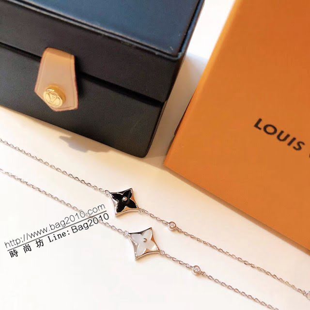 Louis Vuitton純銀飾品 路易威登四葉草瑪瑙貝母手鏈 LV單花單鑽手鏈  zglv2170